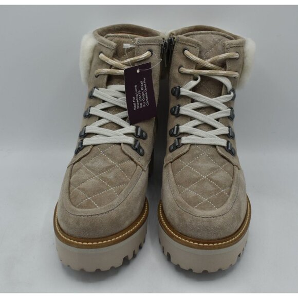 Johnston & Murphy Women Size 7.5 Emmalynn Taupe Suede Shearling Hiker Boot Shoes - Picture 5 of 13